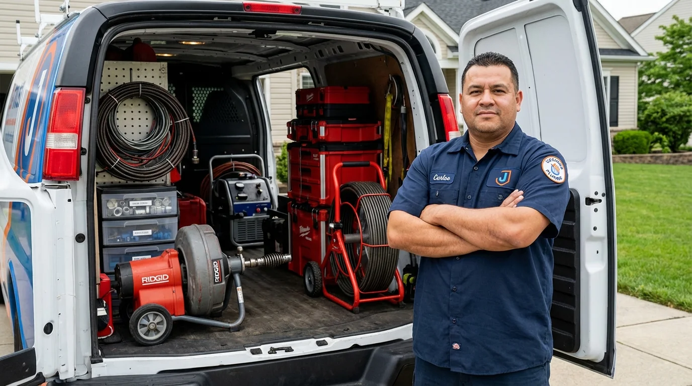 Professional drain cleaning equipment and Johns Plumbing LLC plumber in Leon