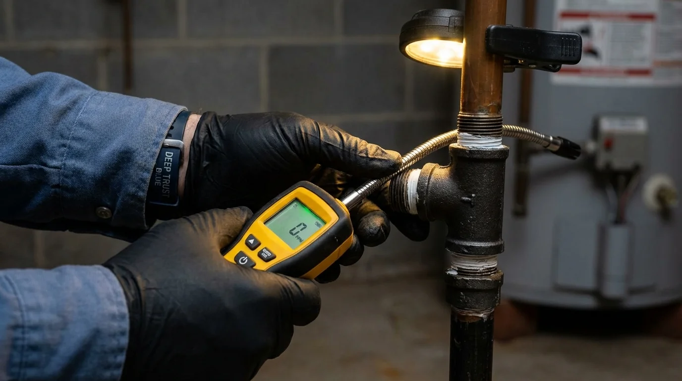 Gas leak detection with electronic sniffer by Johns Plumbing LLC in Leon