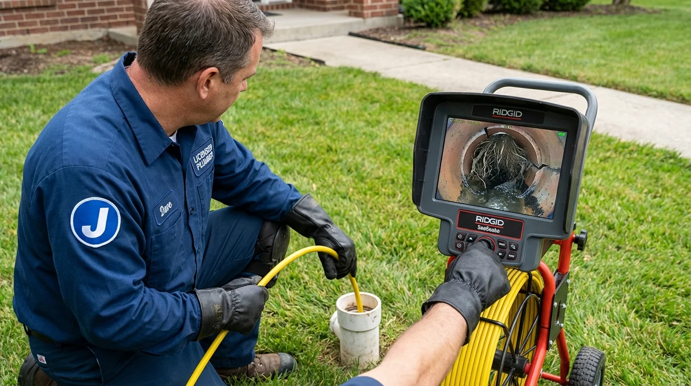 Sewer camera inspection being performed by Johns Plumbing LLC in Leon