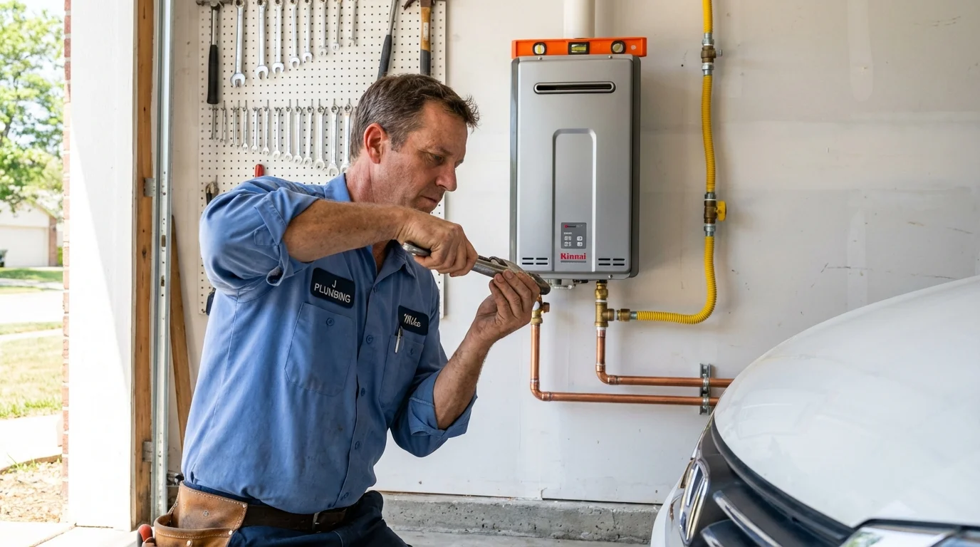 Tankless water heater installation by a Johns Plumbing LLC plumber in Leon